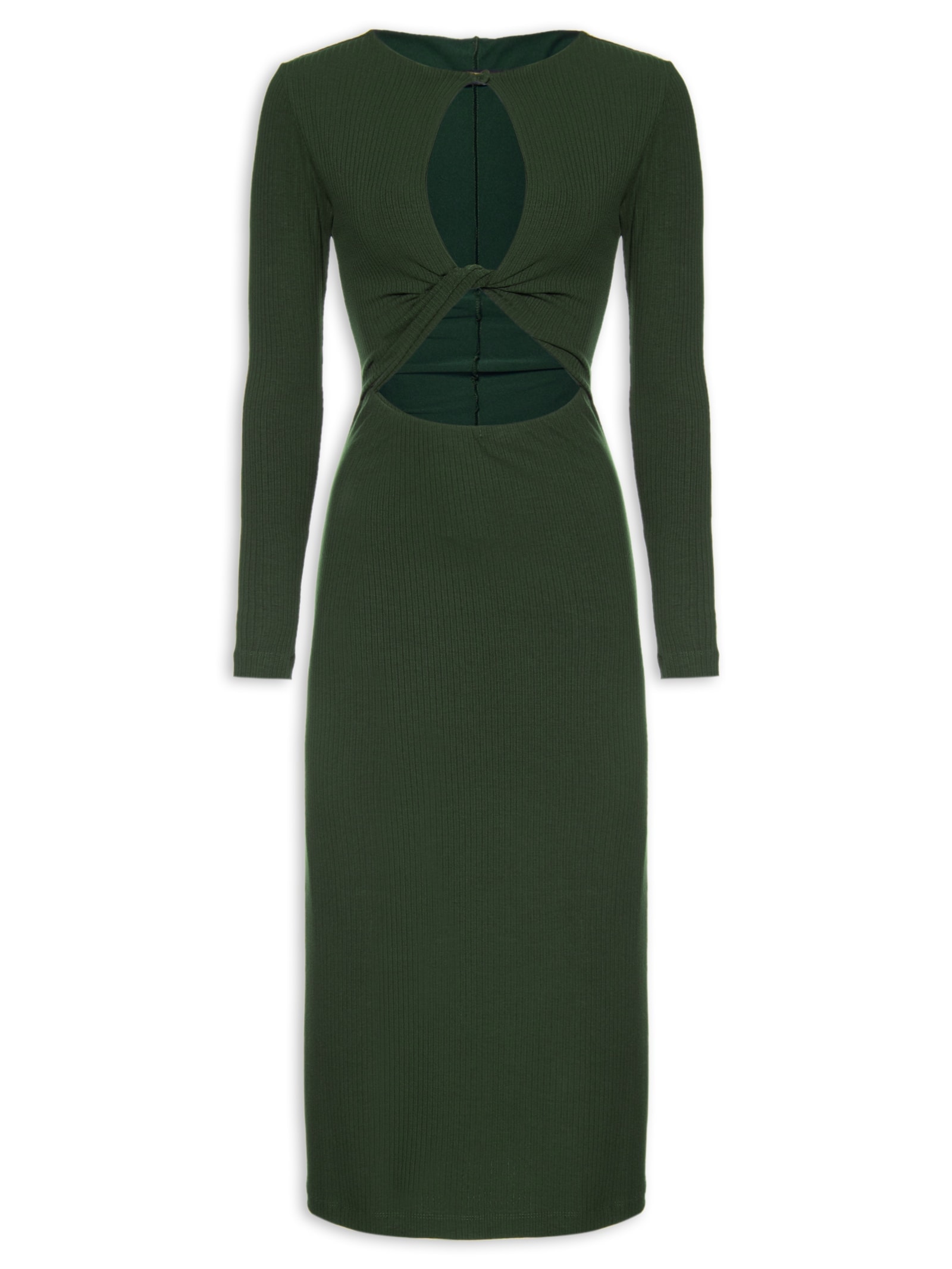 Vestido Manga Longa Torção Verde Market 33