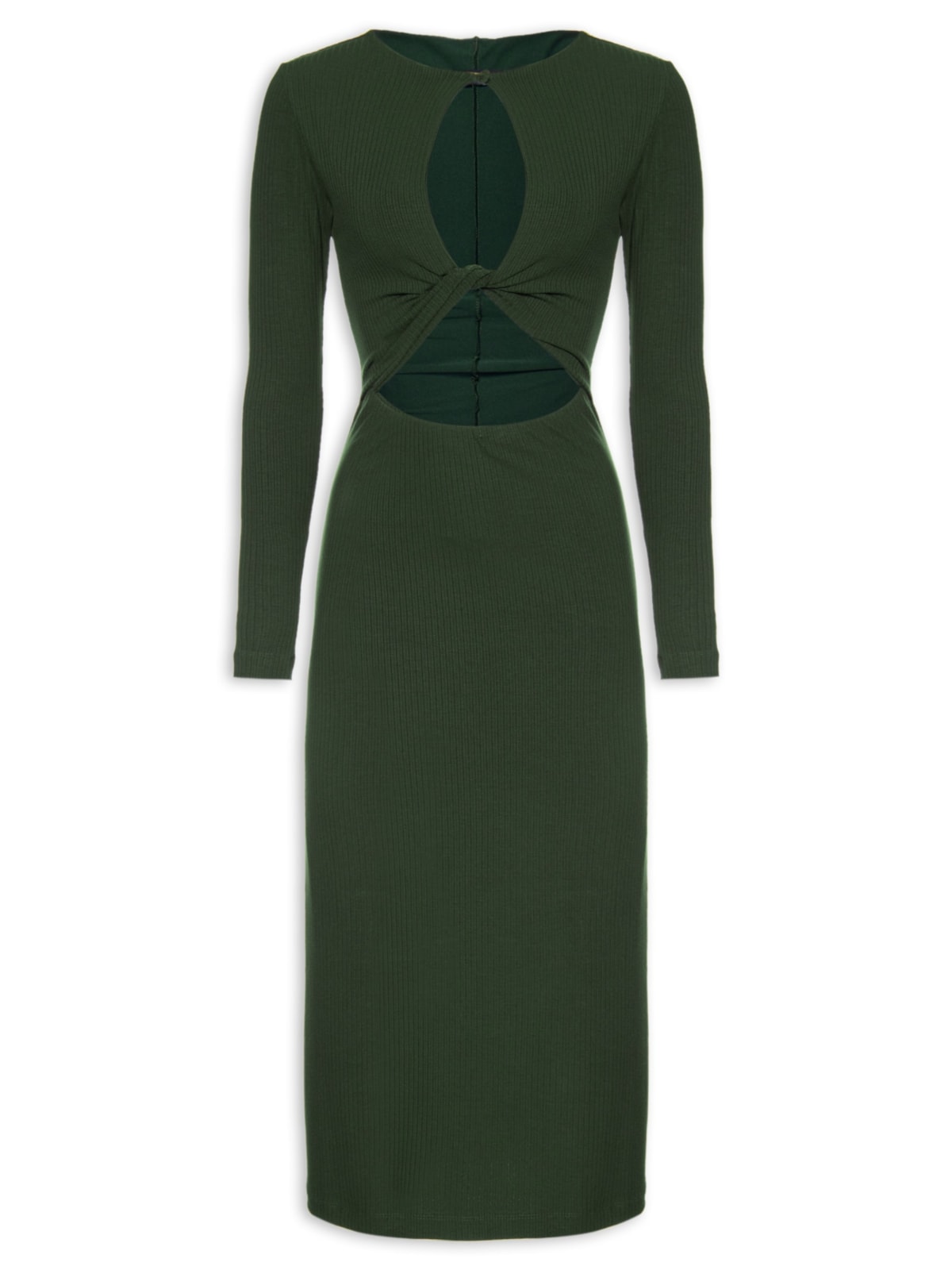 Vista 2 Vestido Manga Longa Torção VERDE VERDE