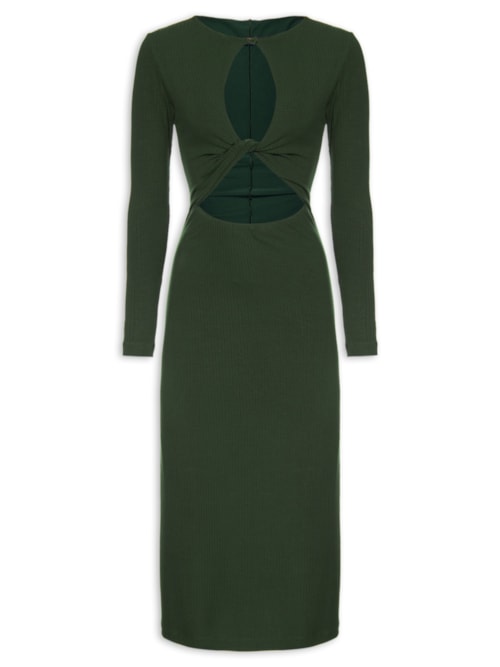Vestido Manga Longa Torção – Verde