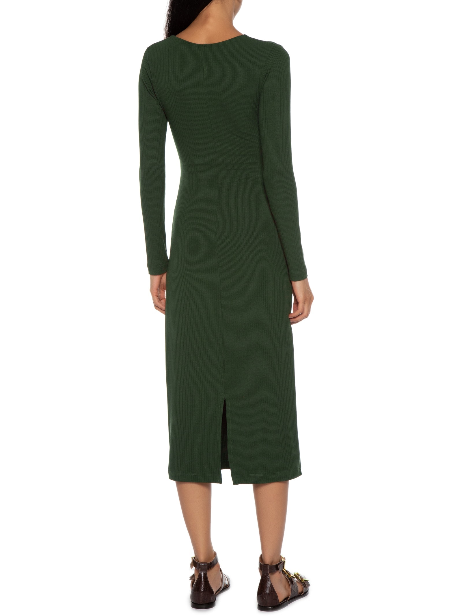 Vestido Manga Longa Torção Verde Market 33