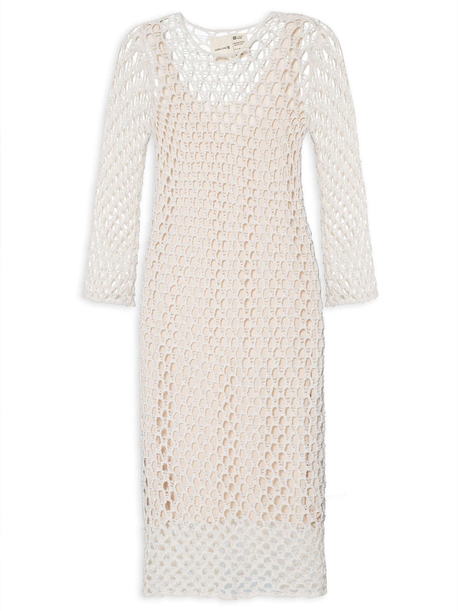 Vestido Manga Longa Tricot Aberto Bege Osklen