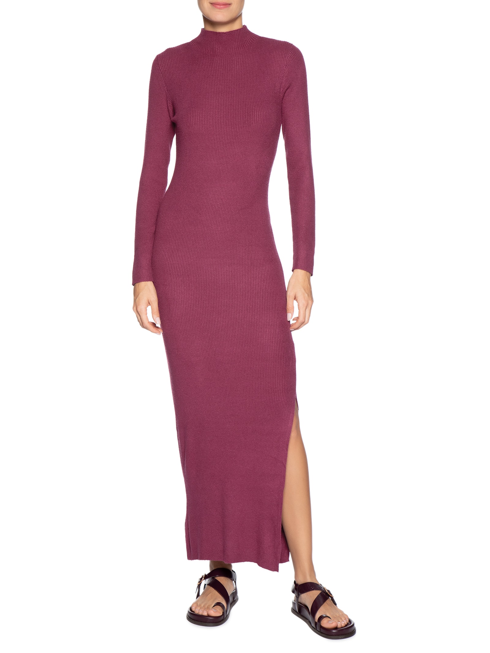 Vestido Manga Longa Vermelho Basiq