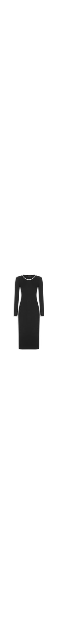 Vestido Manga Longa Vivos P&B - Preto