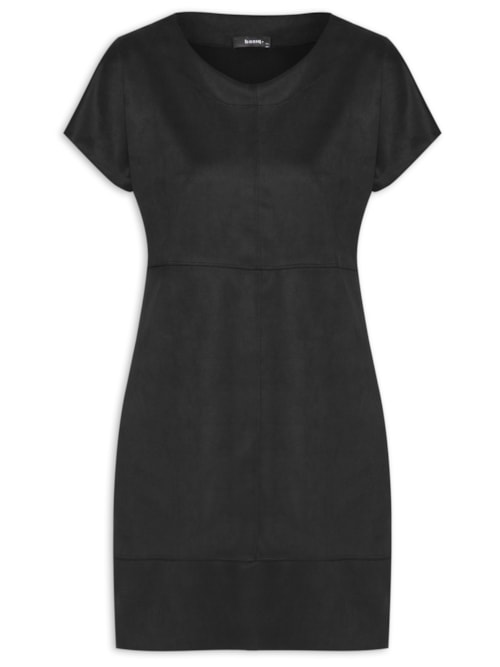 Vestido Manga Morcego Suede – Preto