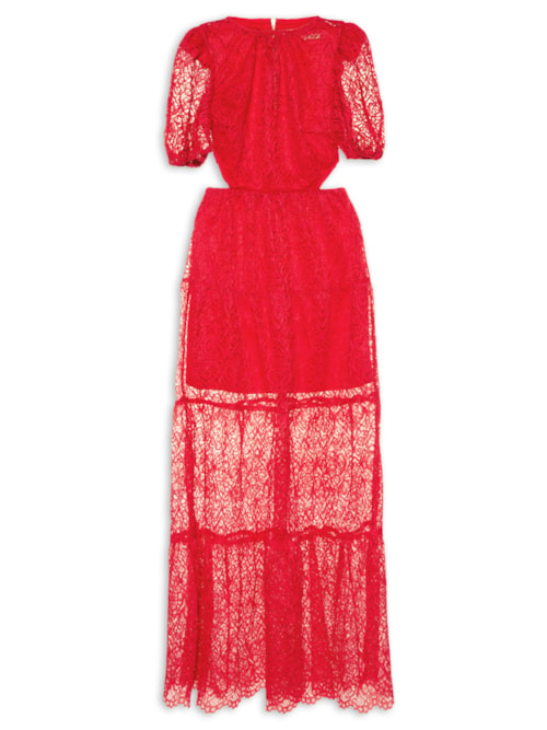 Vestido Manga Renda - Vermelho