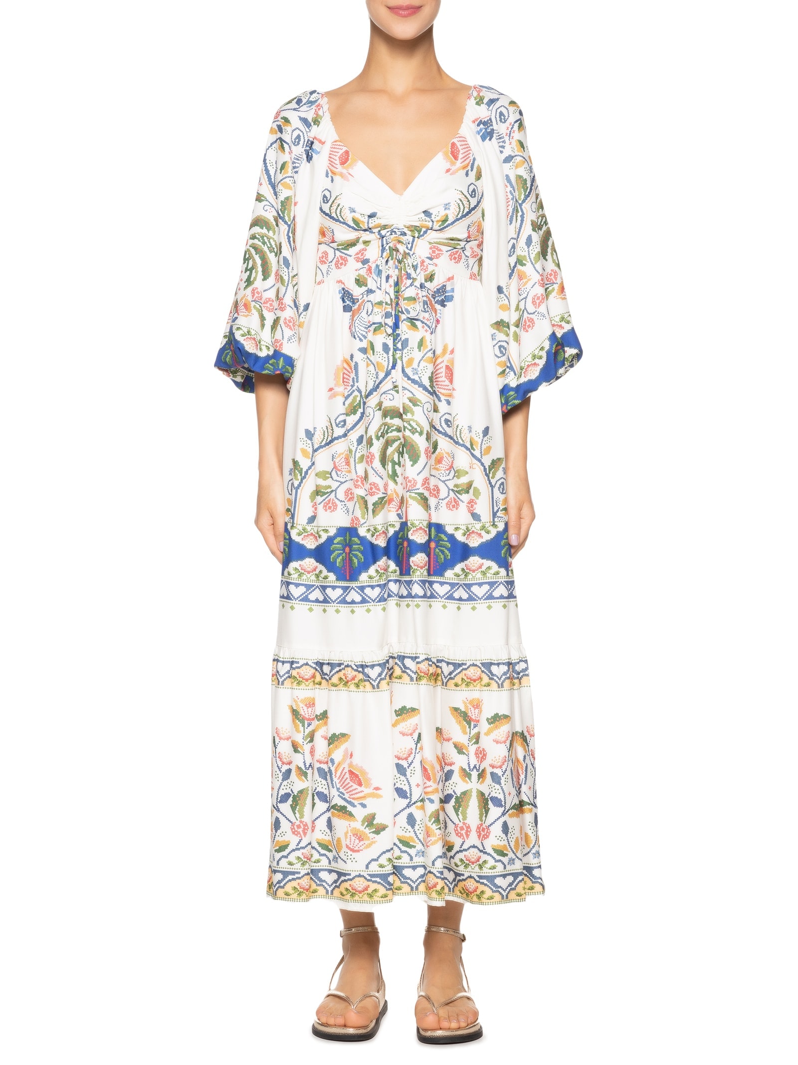 Vestido Manga Sonho Guarana Azul Farm