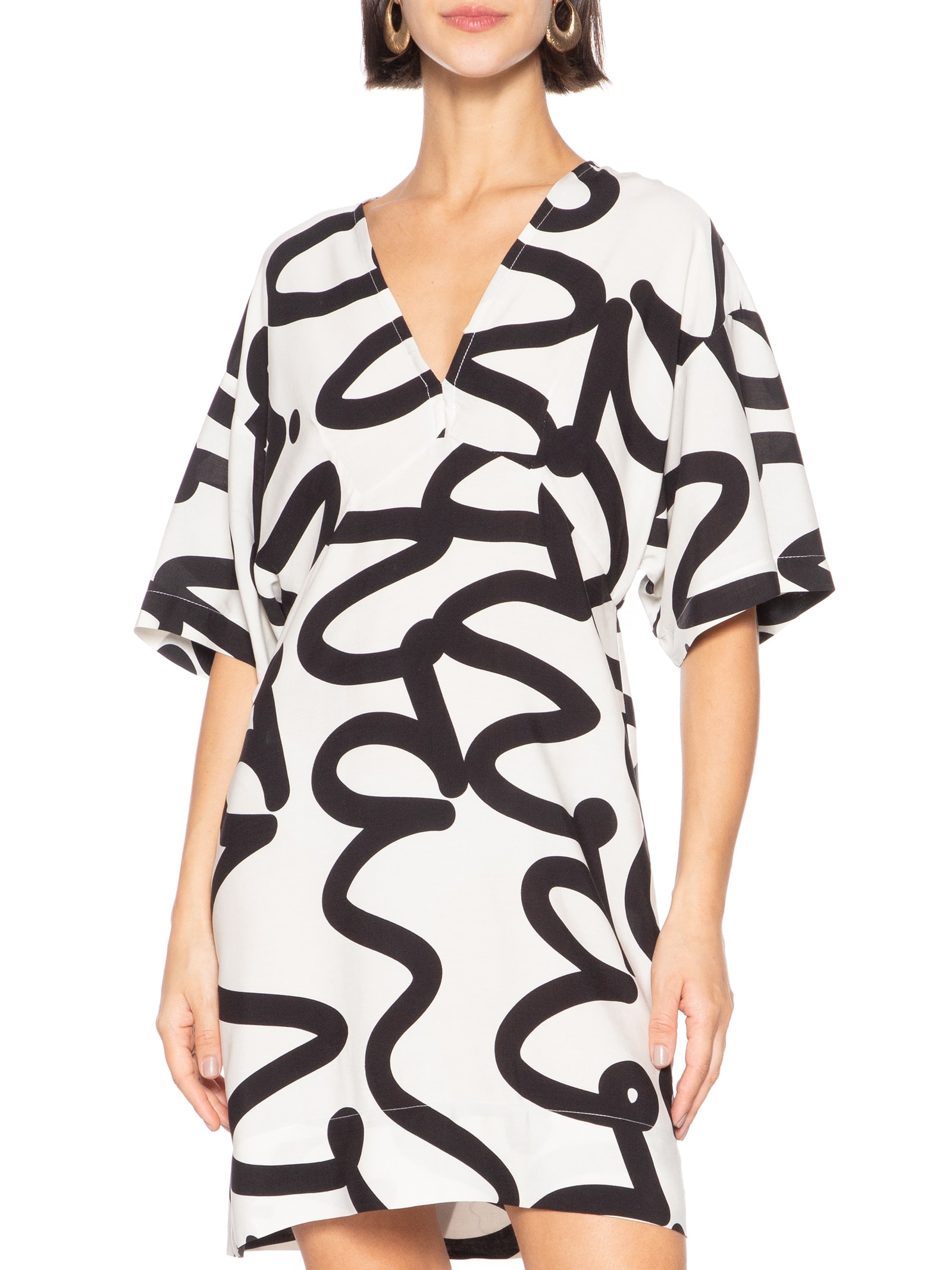 Vestido Manga Viva Branco Cantão