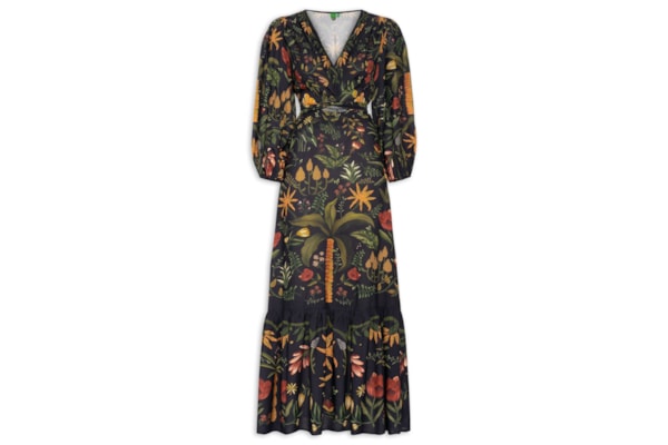 Vestido Mangas Inverno Tropical - Preto