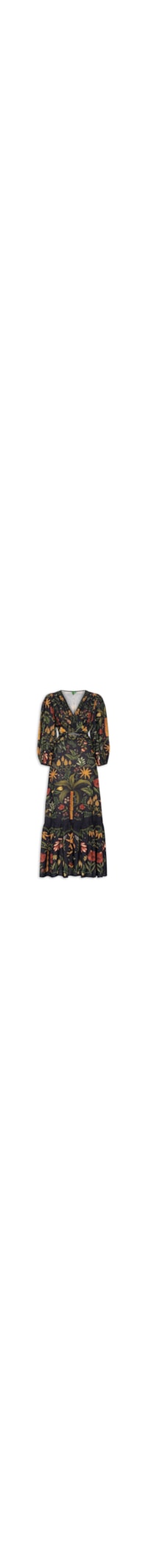 Vestido Mangas Inverno Tropical - Preto