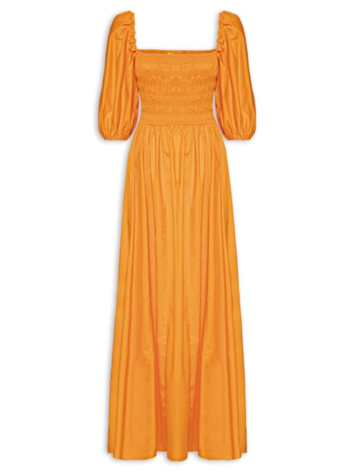 Vestido Mangas Lastex – Laranja