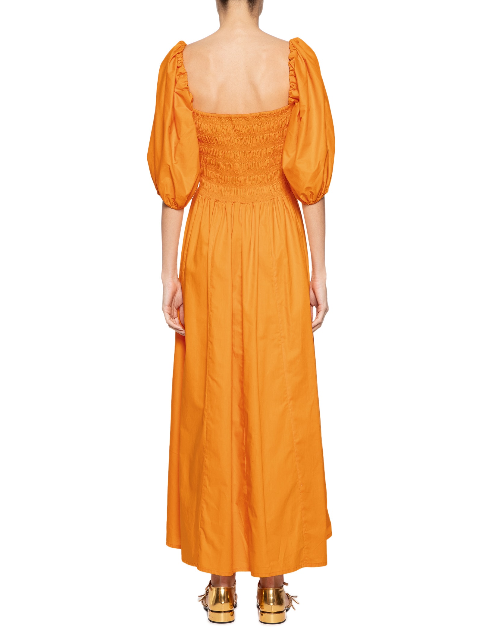 Vestido Mangas Lastex Laranja Farm