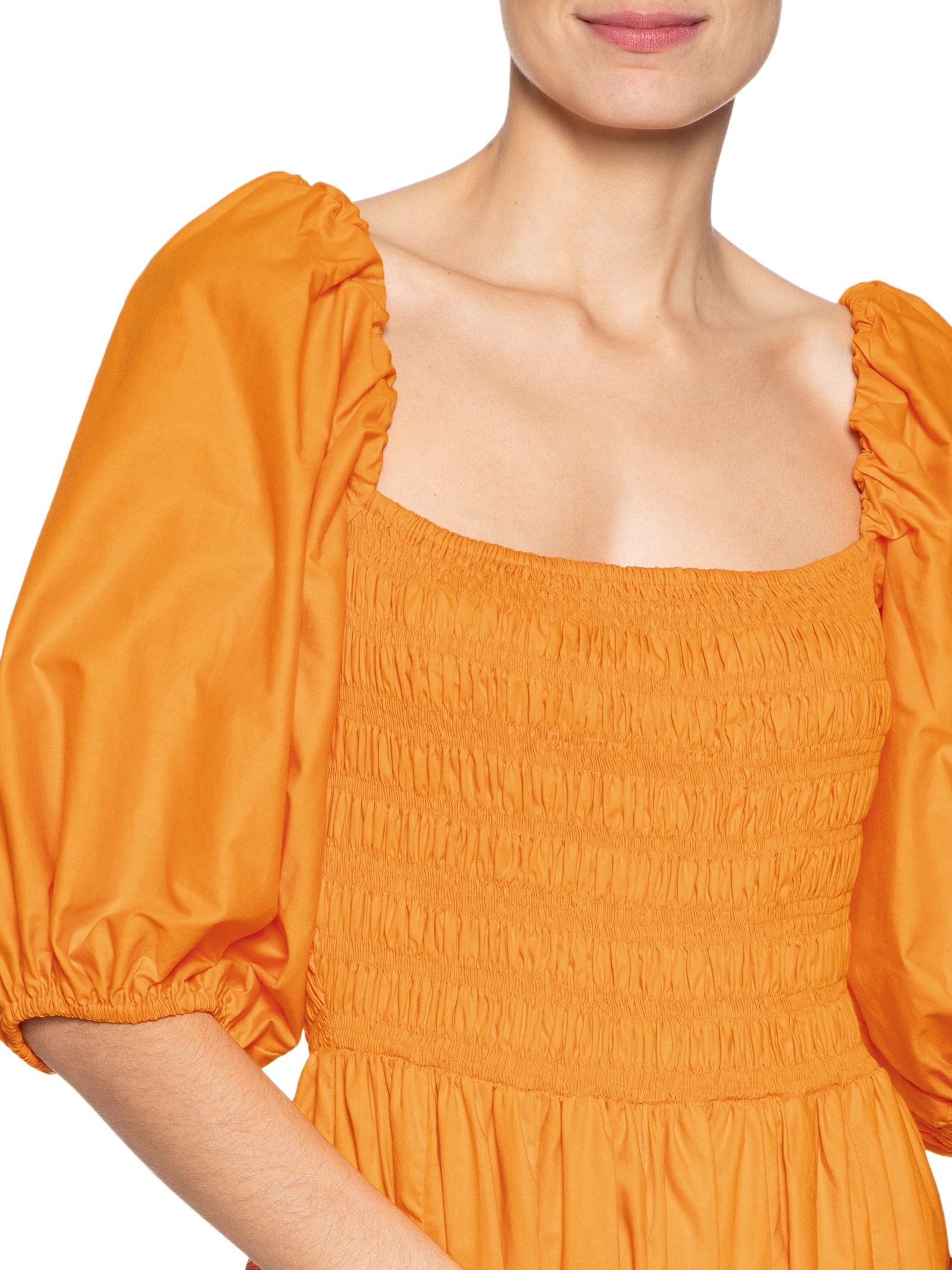 Vestido Mangas Lastex Laranja Farm