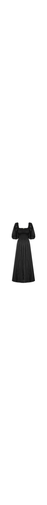Vestido Mangas Lastex - Preto
