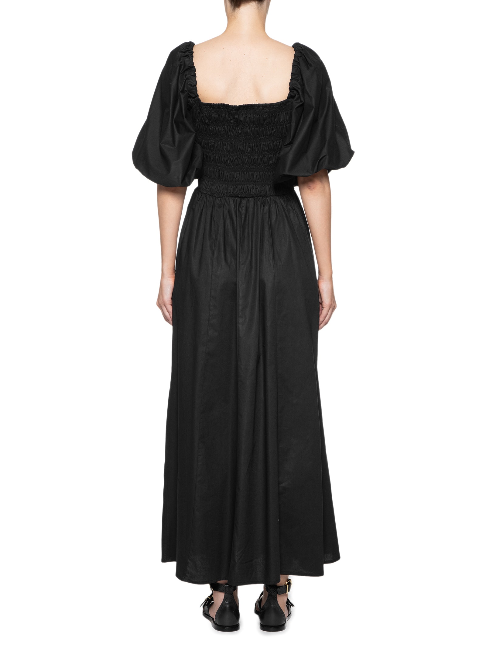 Vestido Mangas Lastex Preto Farm