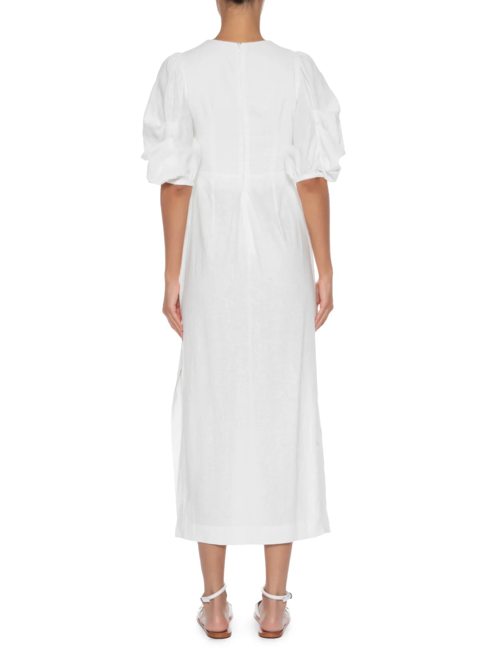 Vestido Mangas Nó Frente Branco Farm