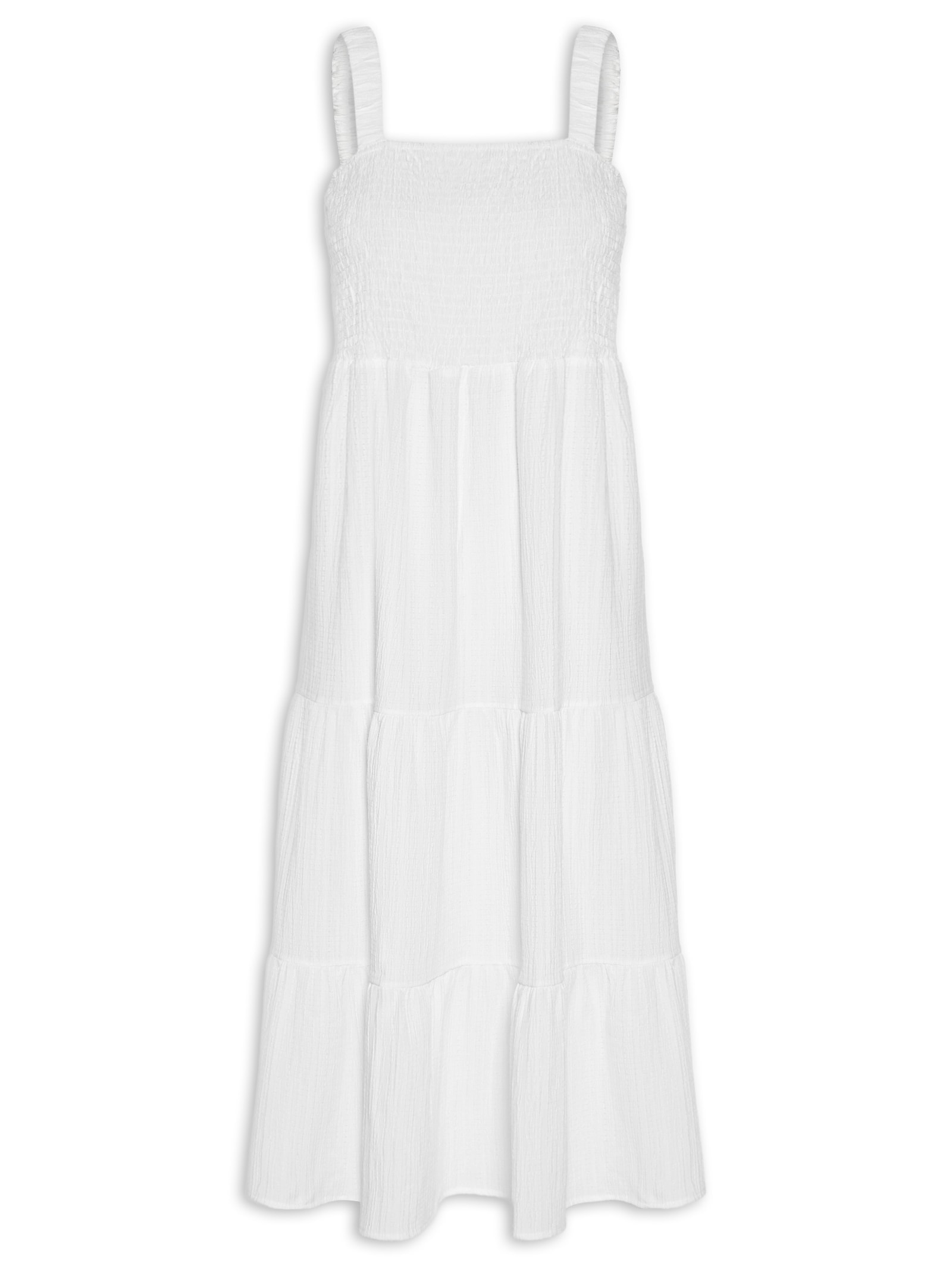 Vestido Marias Franzido Branco Basiq