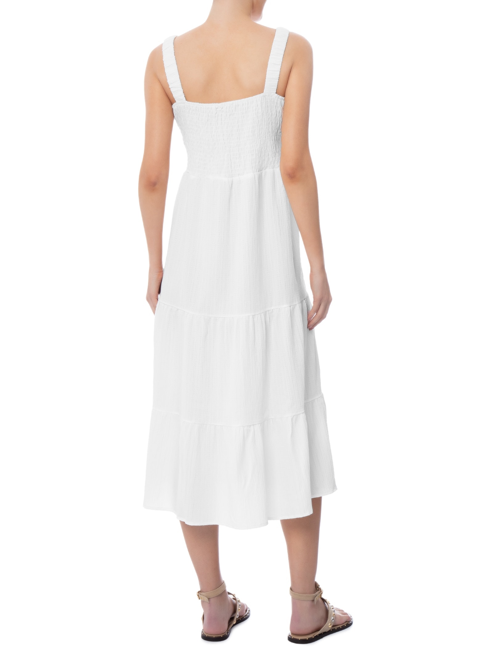 Vestido Marias Franzido Branco Basiq