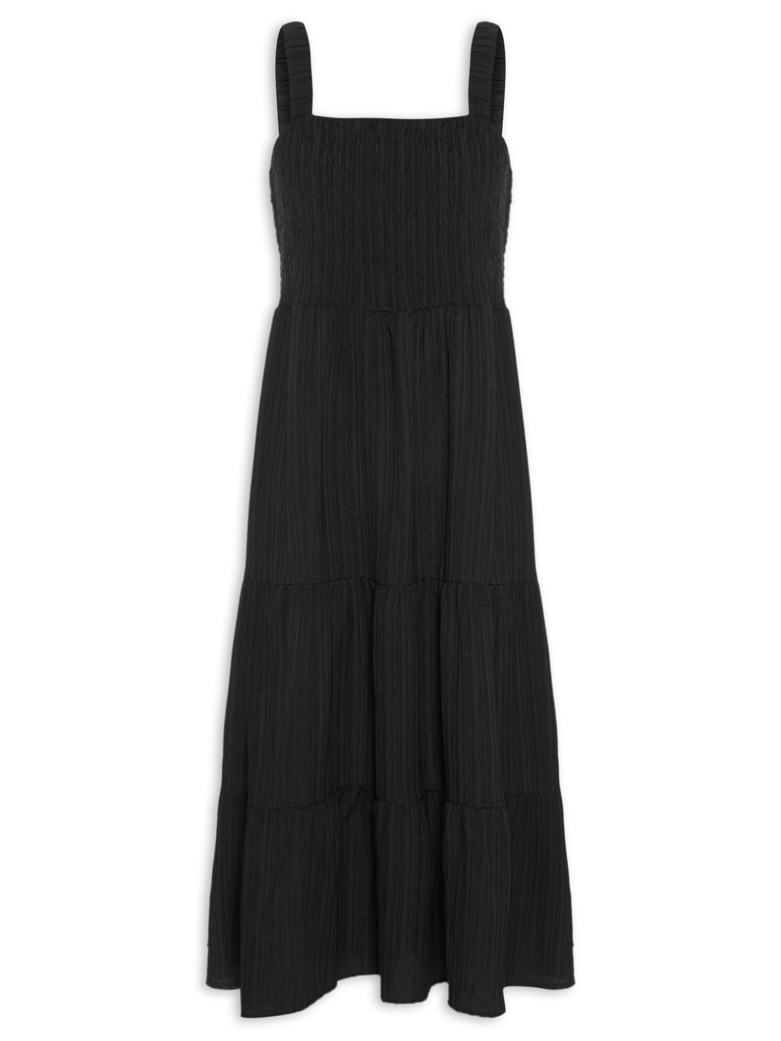 Vestido Marias Franzido Preto Basiq