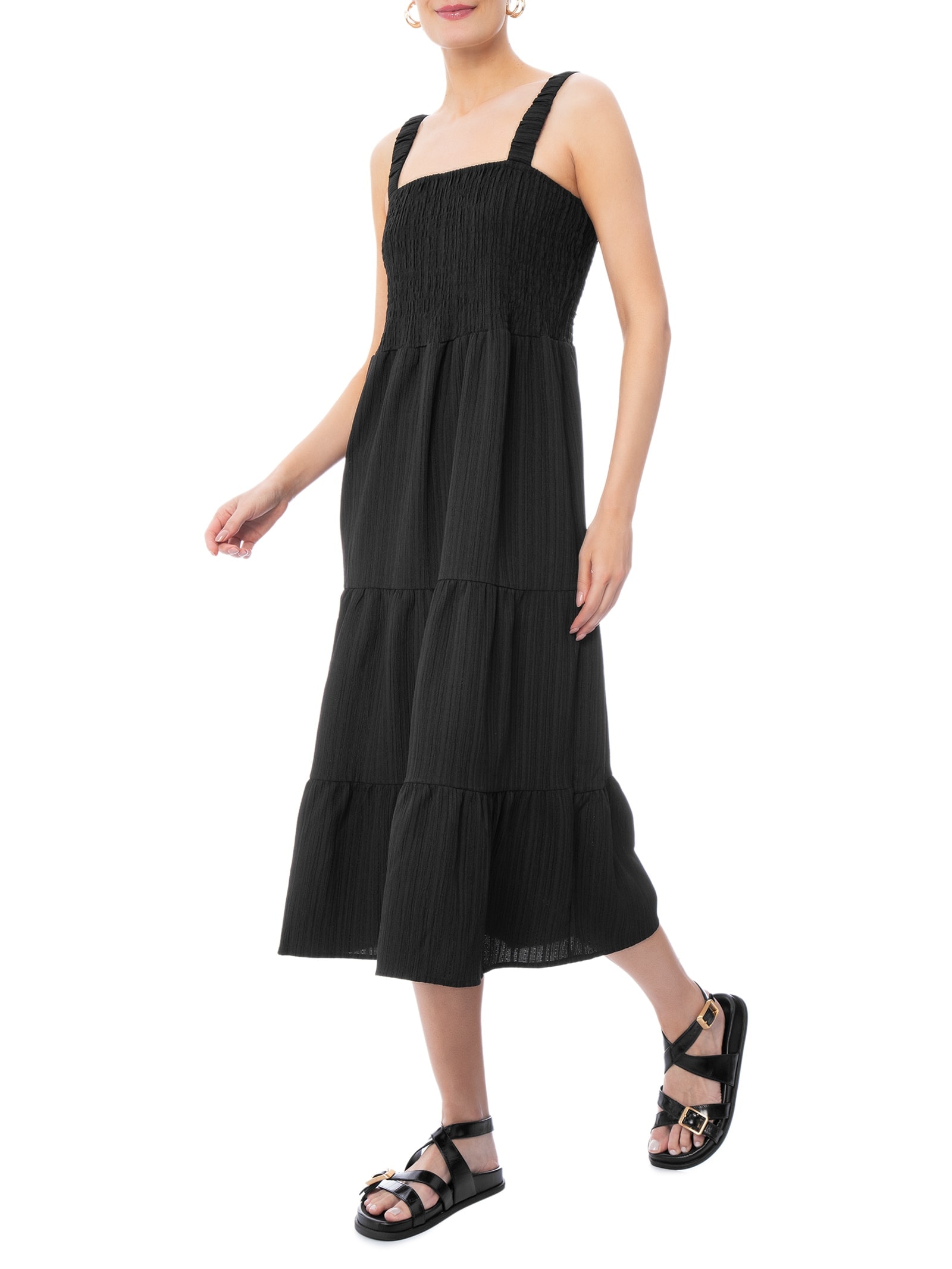 Vestido Marias Franzido Preto Basiq