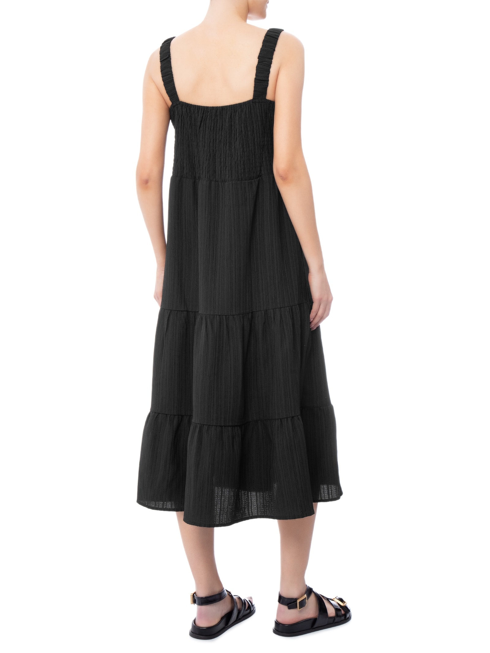 Vestido Marias Franzido Preto Basiq