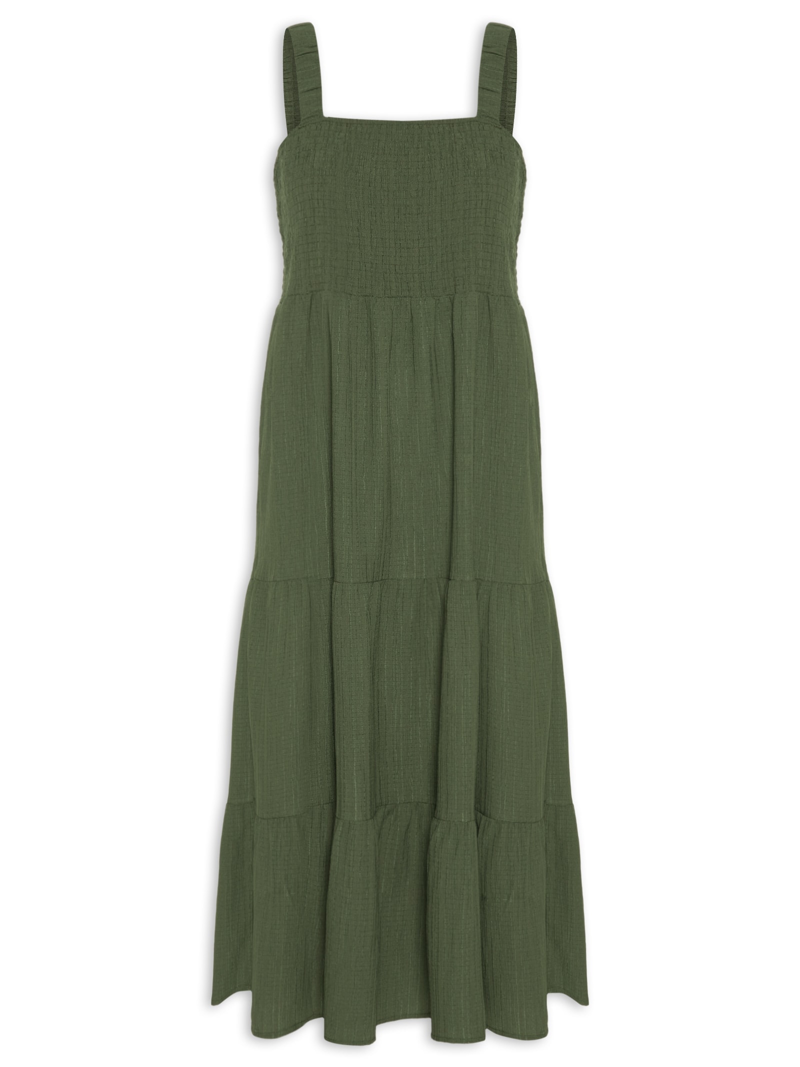 Vestido Marias Franzido Verde Basiq