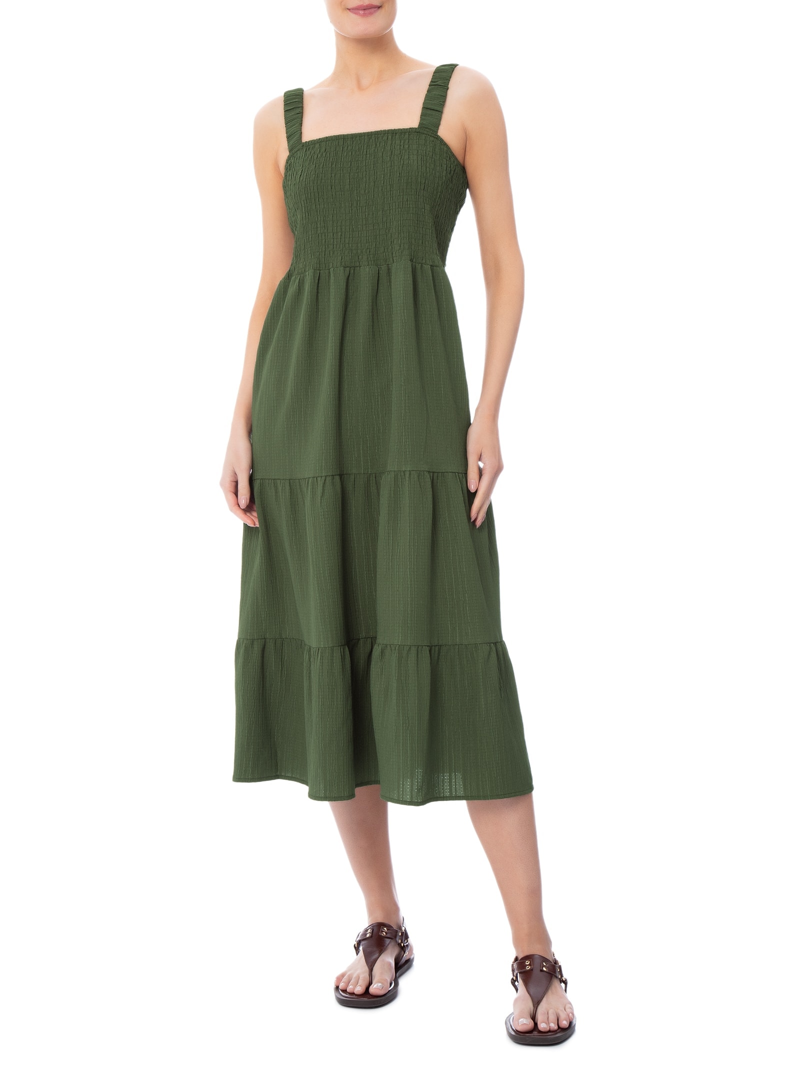Vestido Marias Franzido Verde Basiq