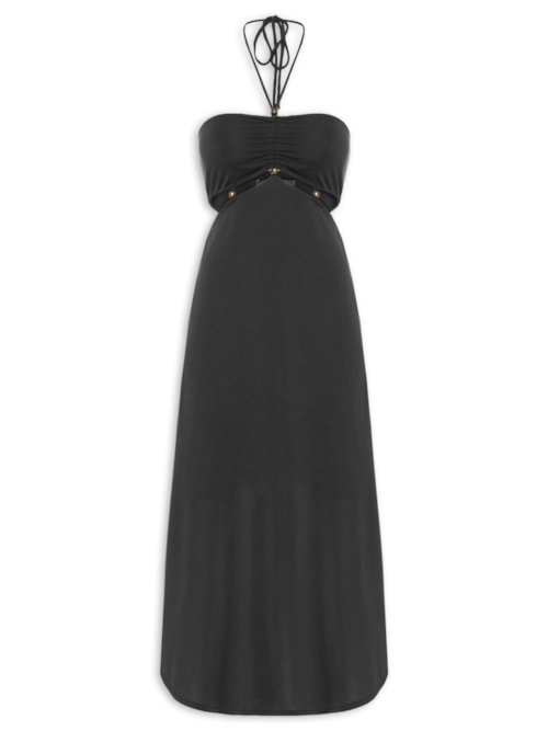 Vestido Metais Decote – Preto