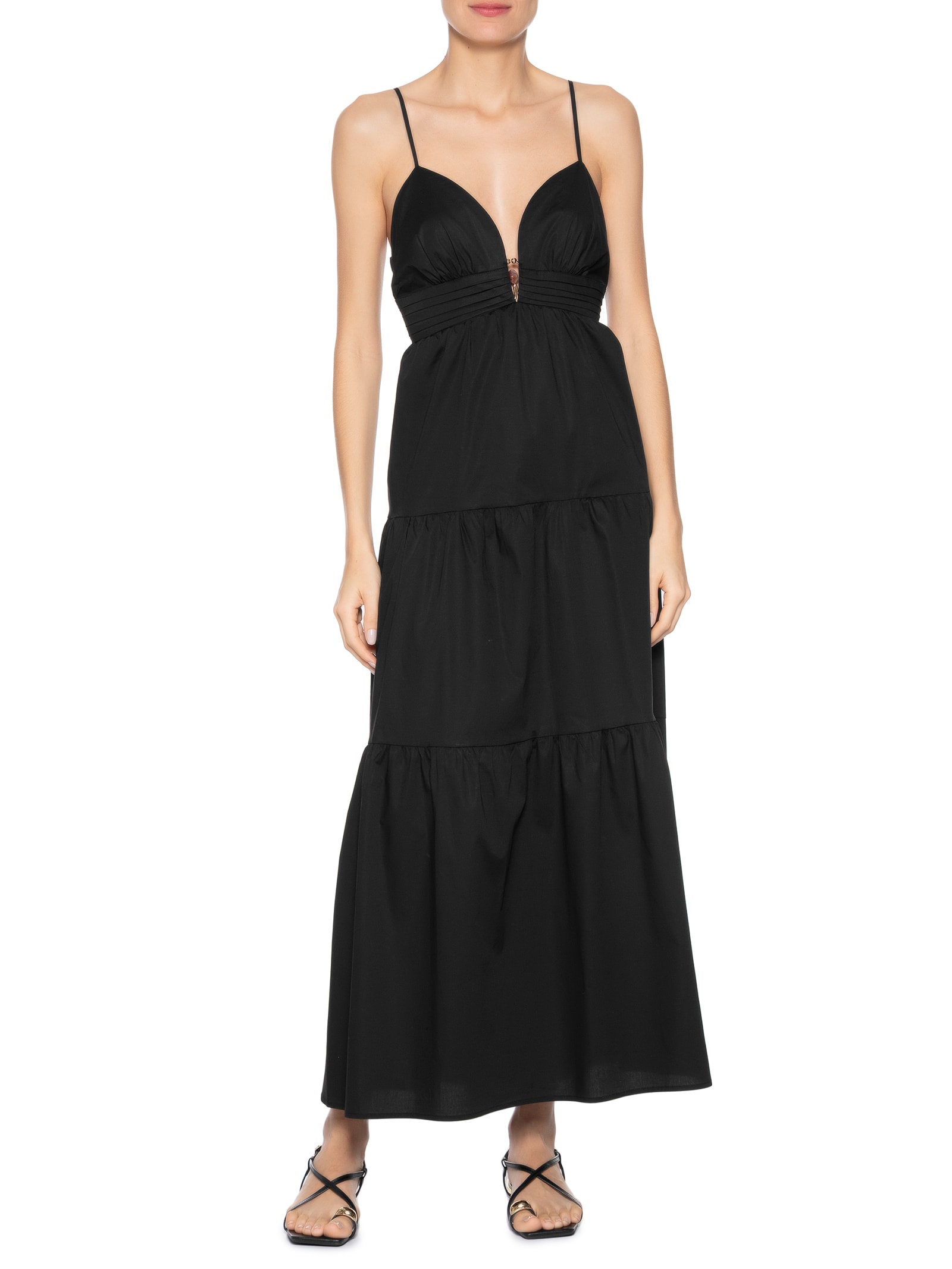 Vestido Metal Decote Preto Le Lis