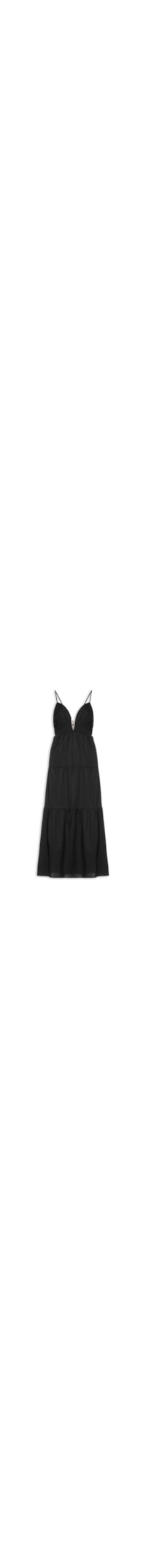 Vestido Metal Decote - Preto