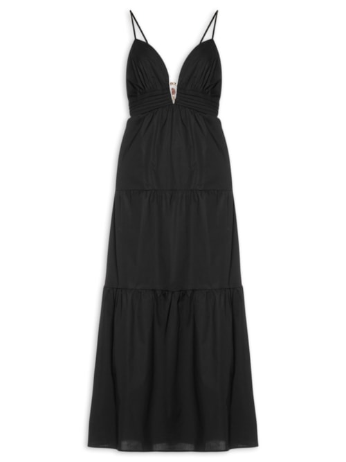 Vestido Metal Decote – Preto