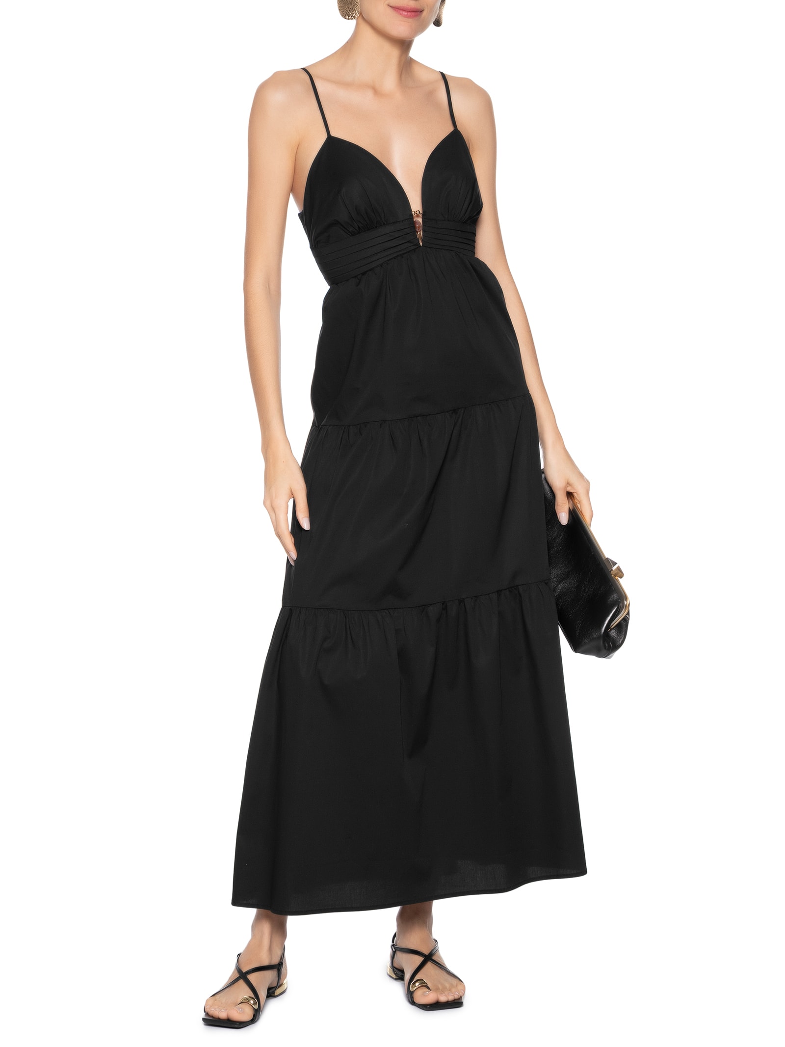 Vestido Metal Decote Preto Le Lis