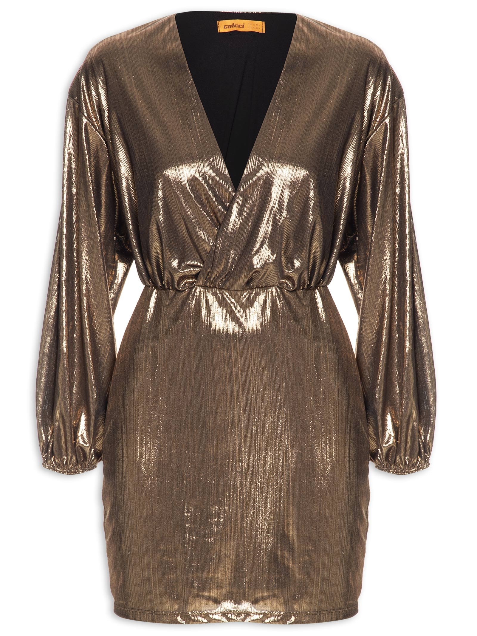 Vestido Metalizado Dourado Colcci