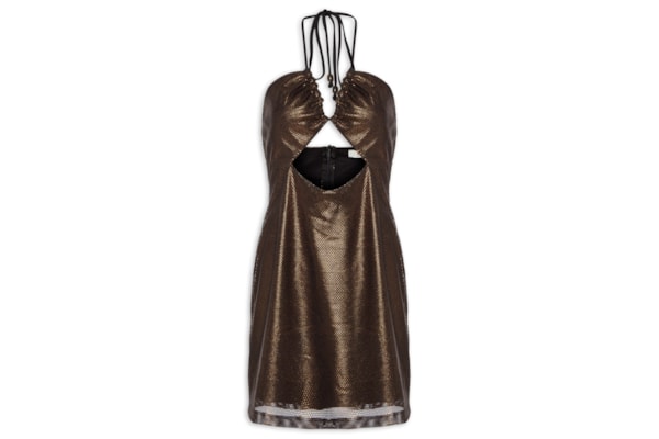 Vestido Metalizado - Marrom