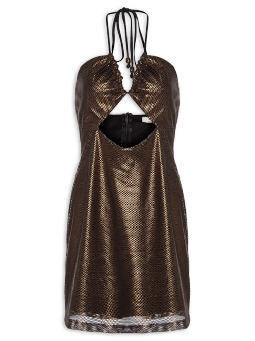 Vestido Metalizado – Marrom