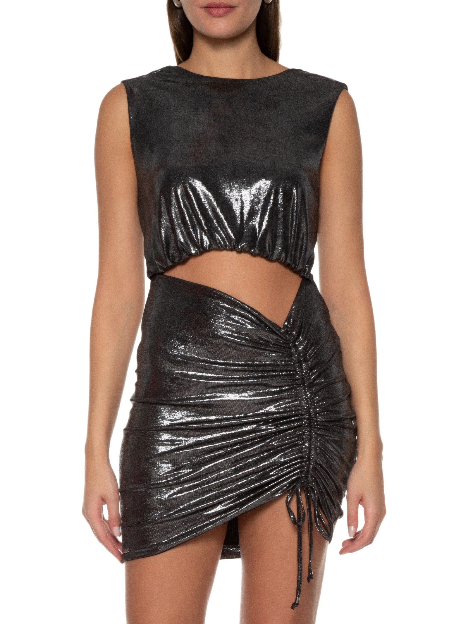 Vestido Metalizado Prata Colcci