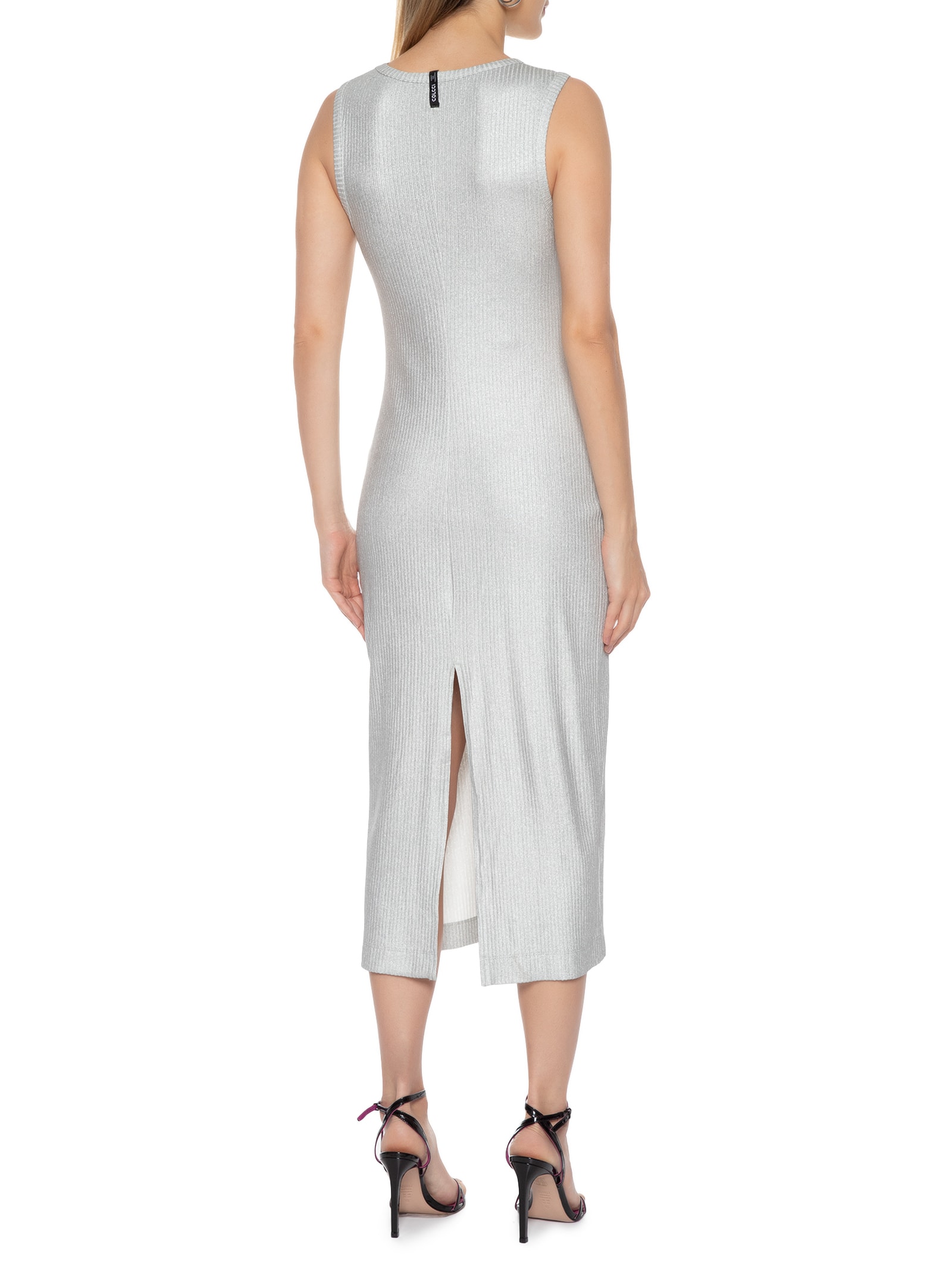 Vestido Metalizado Prata Colcci