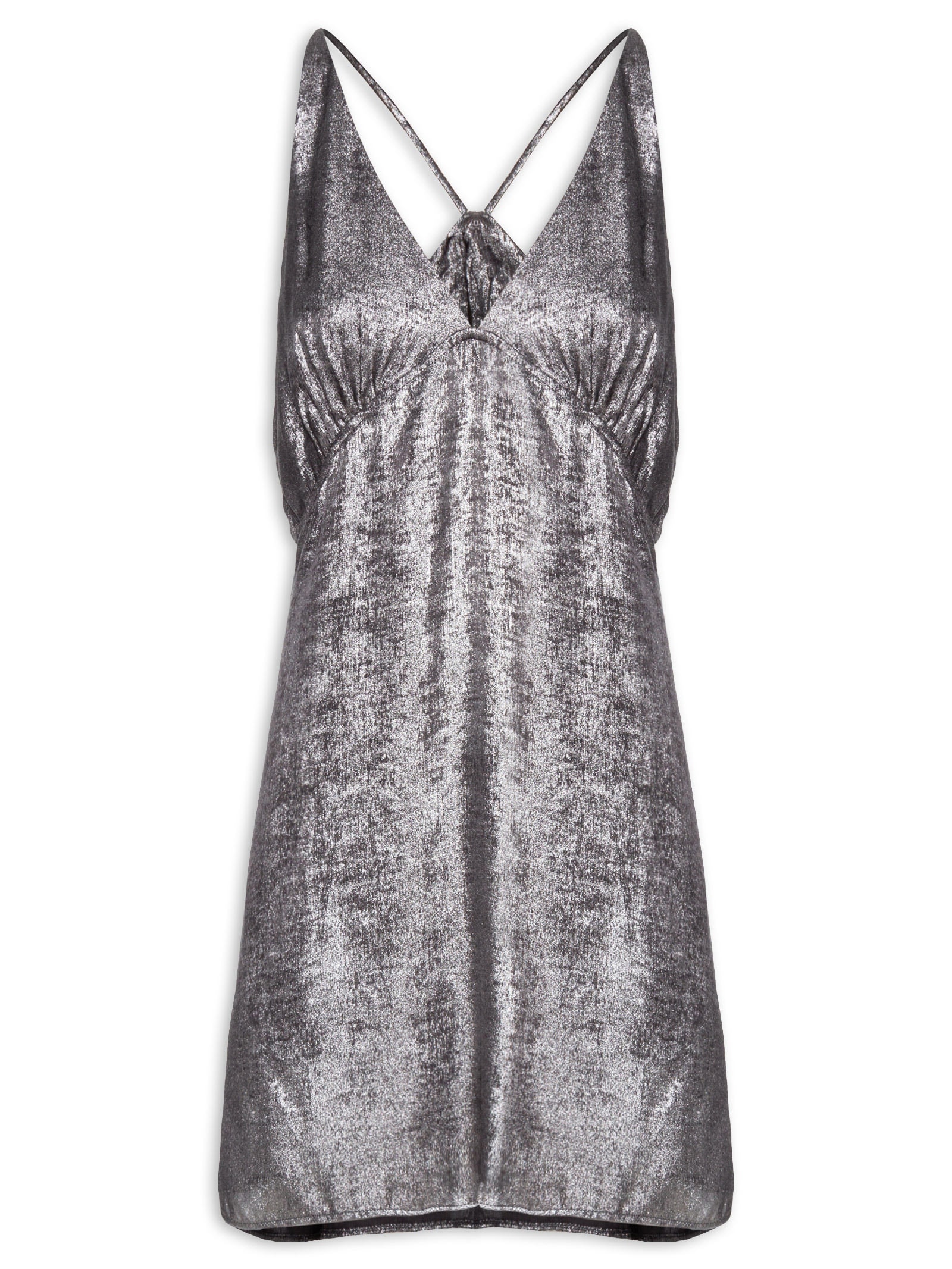 Vestido Metalizado Prata Colcci