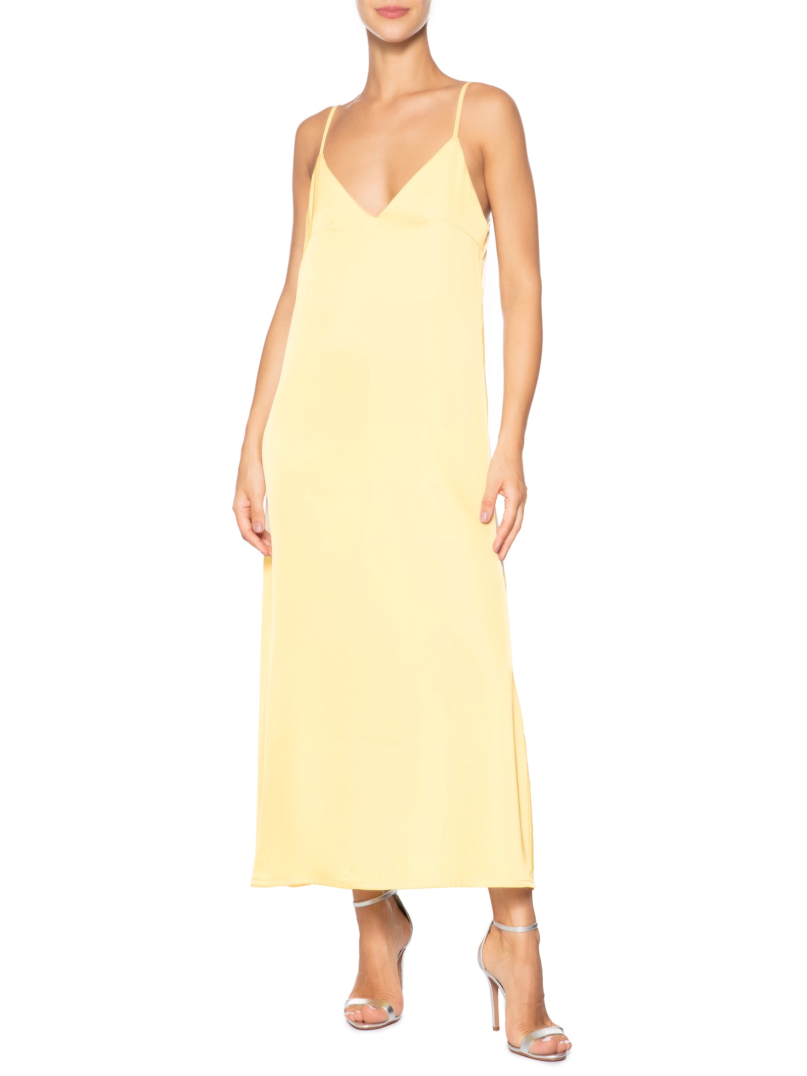 Vestido Midi Acetinado Amarelo Market 33
