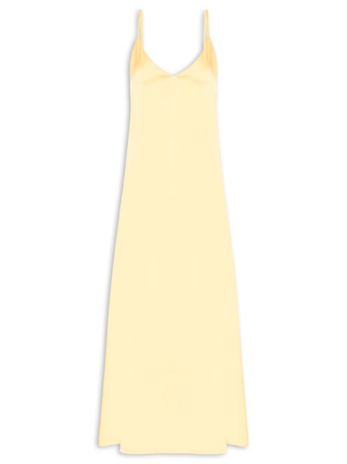 Vestido Midi Acetinado – Amarelo