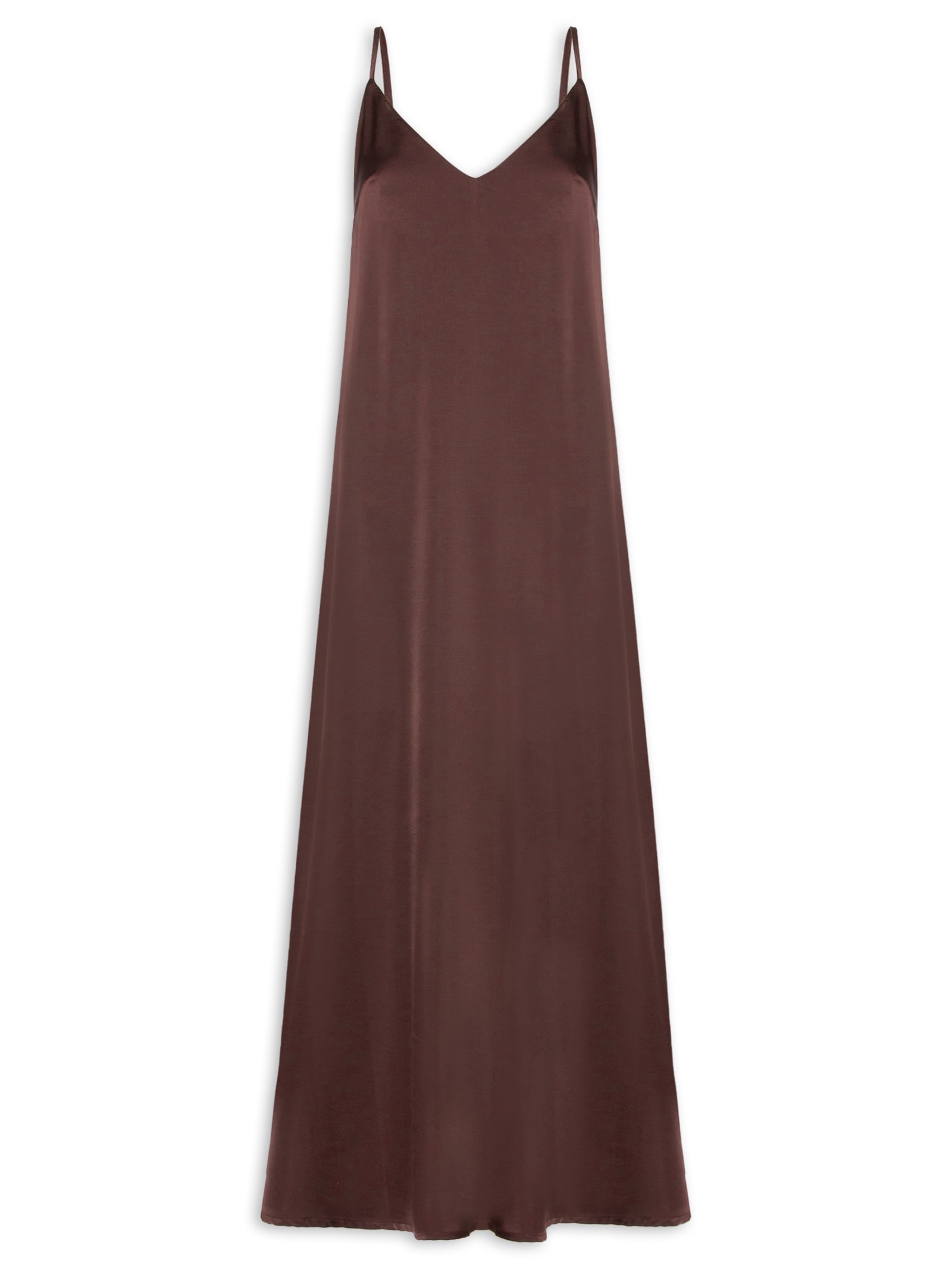 Vestido Midi Acetinado Marrom Market 33