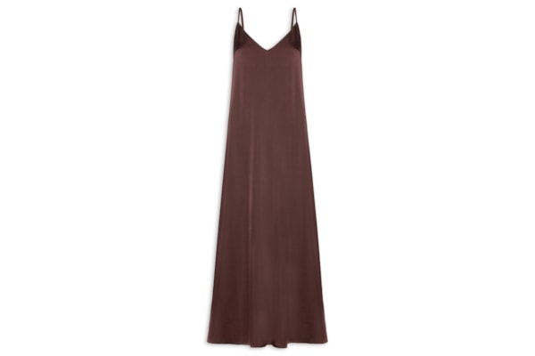 Vestido Midi Acetinado - Marrom