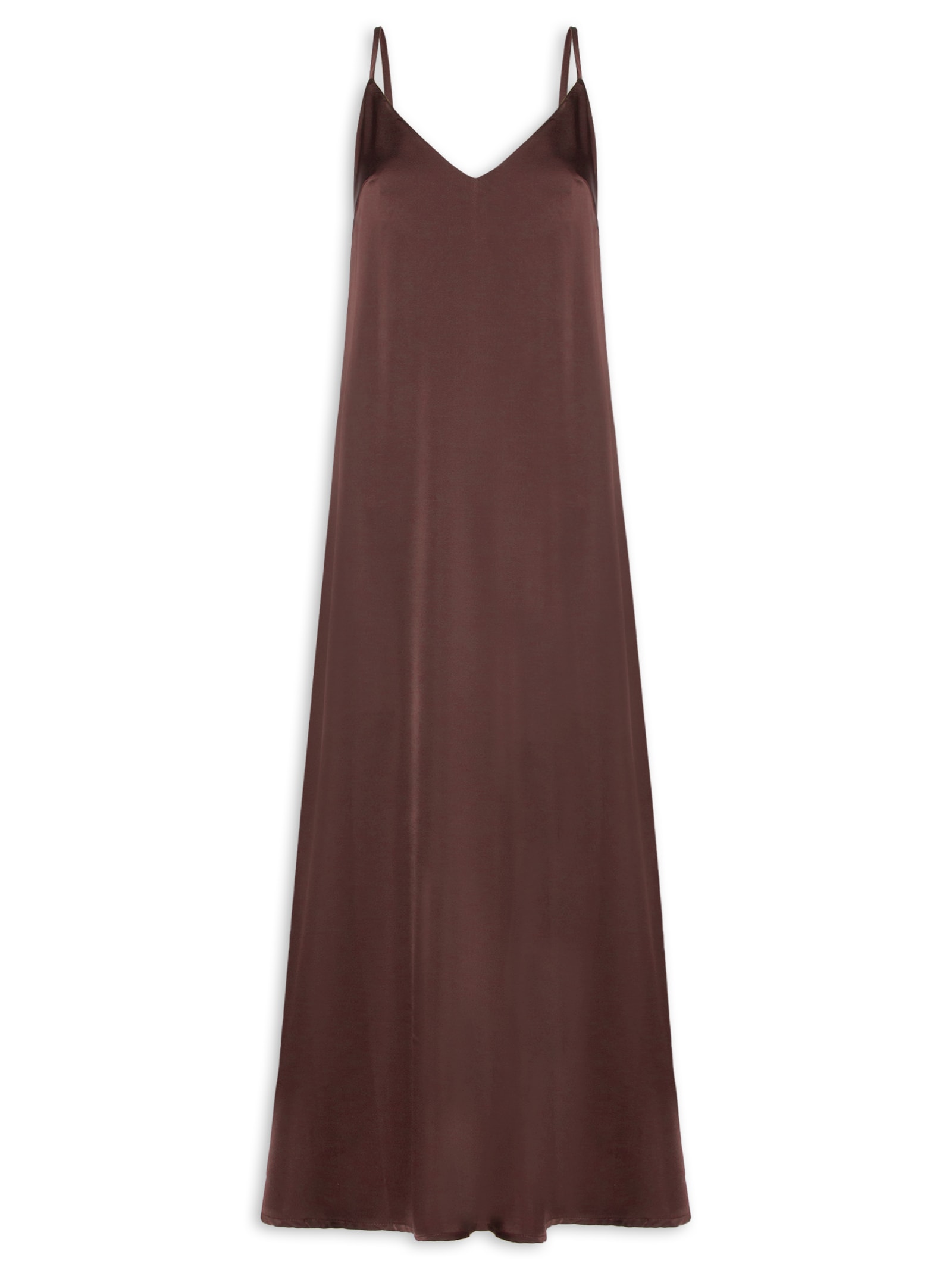 Vestido Midi Acetinado Marrom Market 33