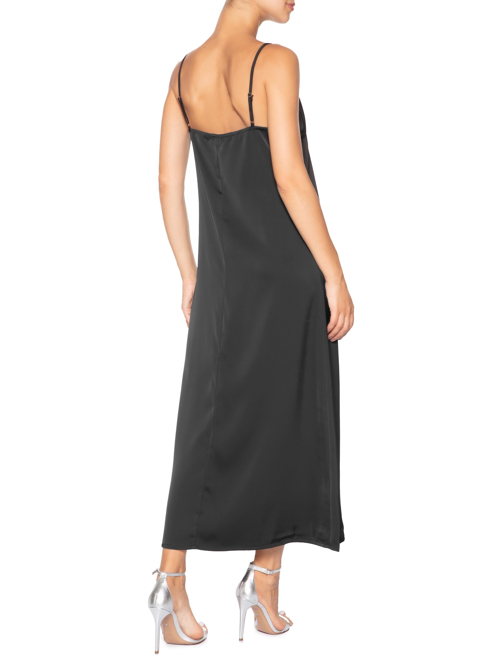 Vestido Midi Acetinado Preto Market 33