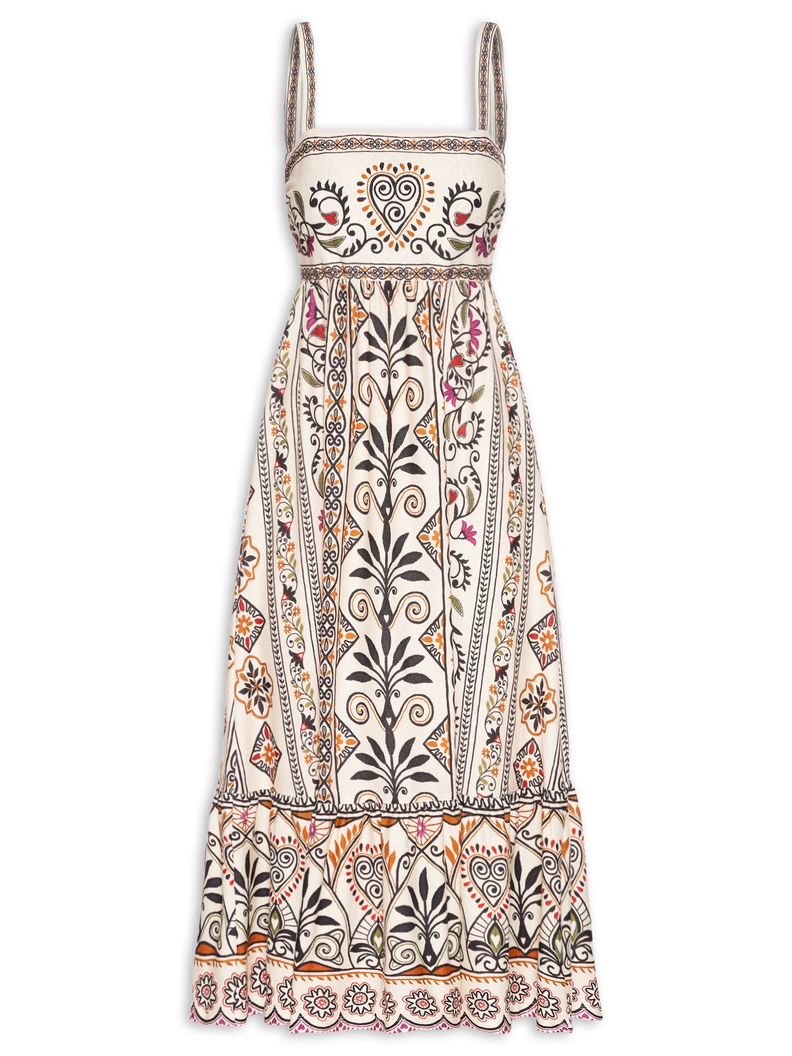 Vestido Midi Adriele Off White Farm