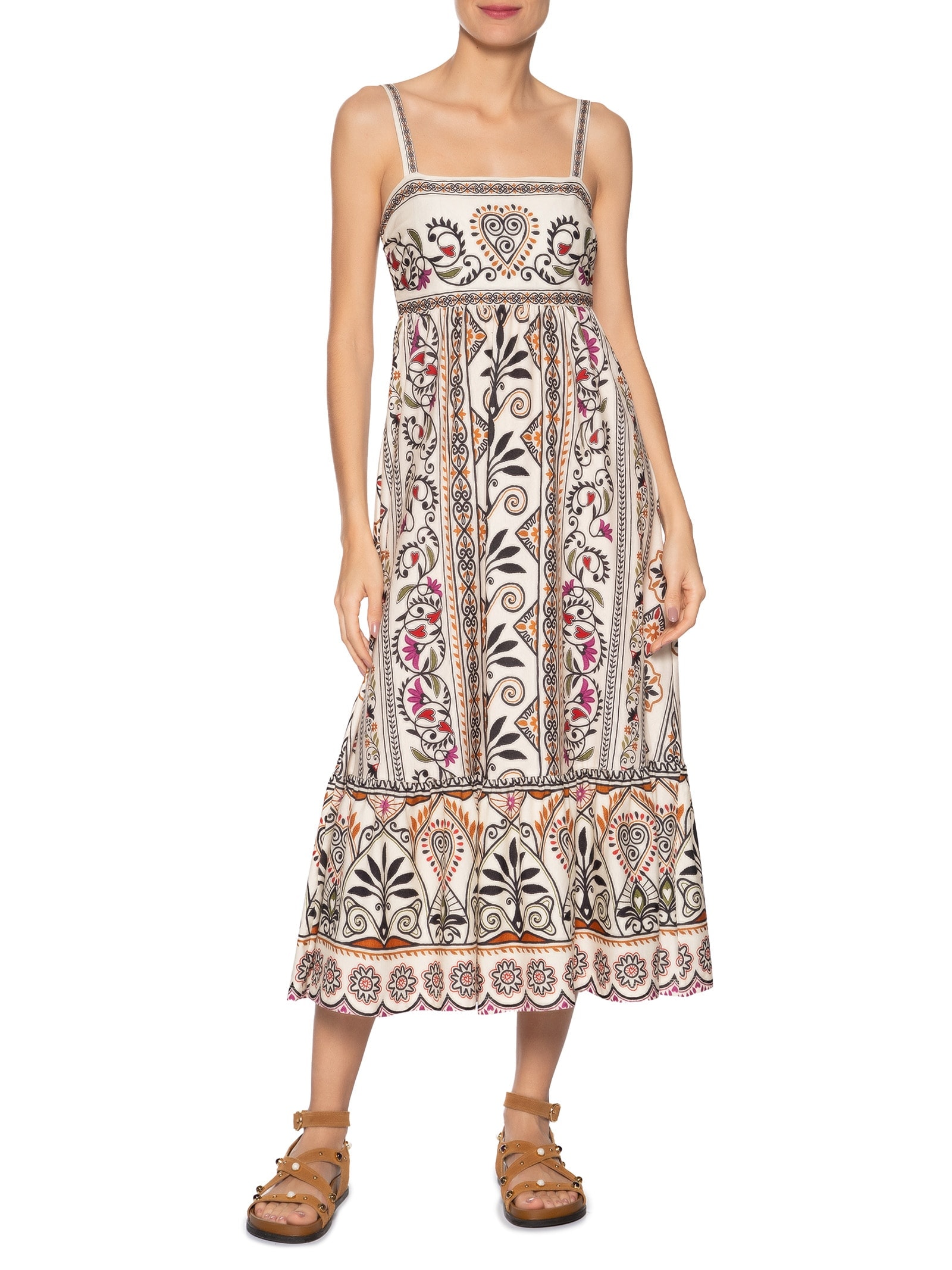 Vestido Midi Adriele Off White Farm