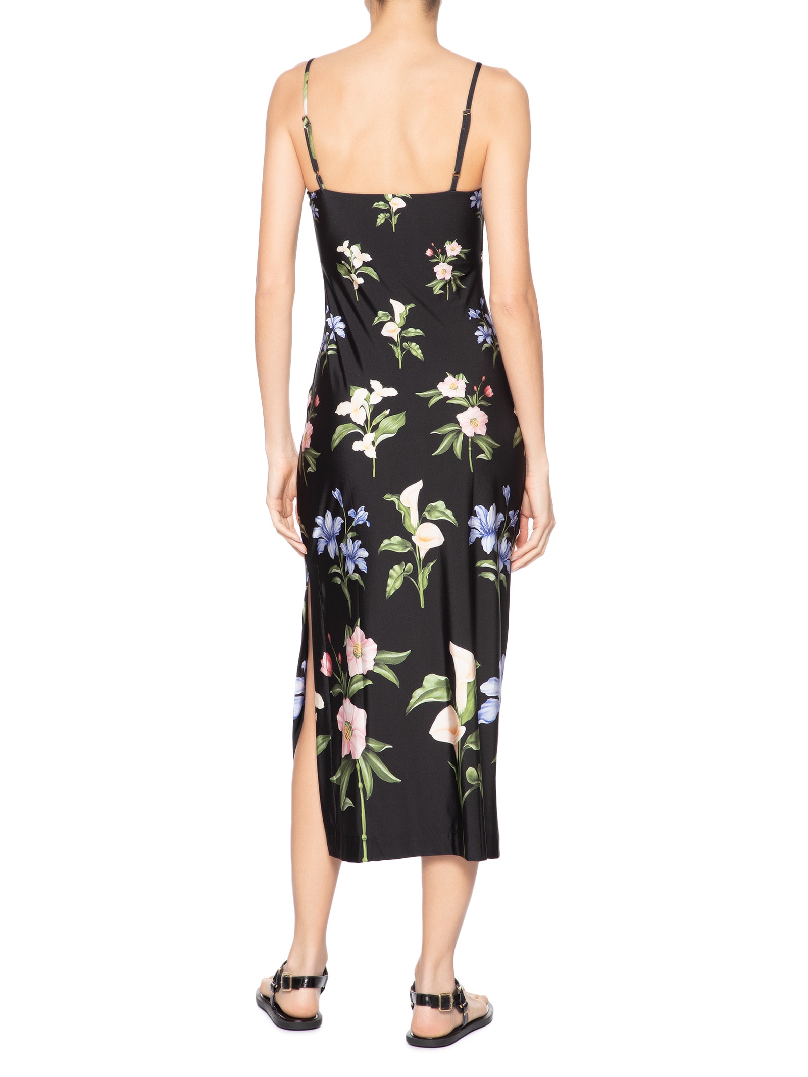 Vestido Midi Água De Flor Preto Farm