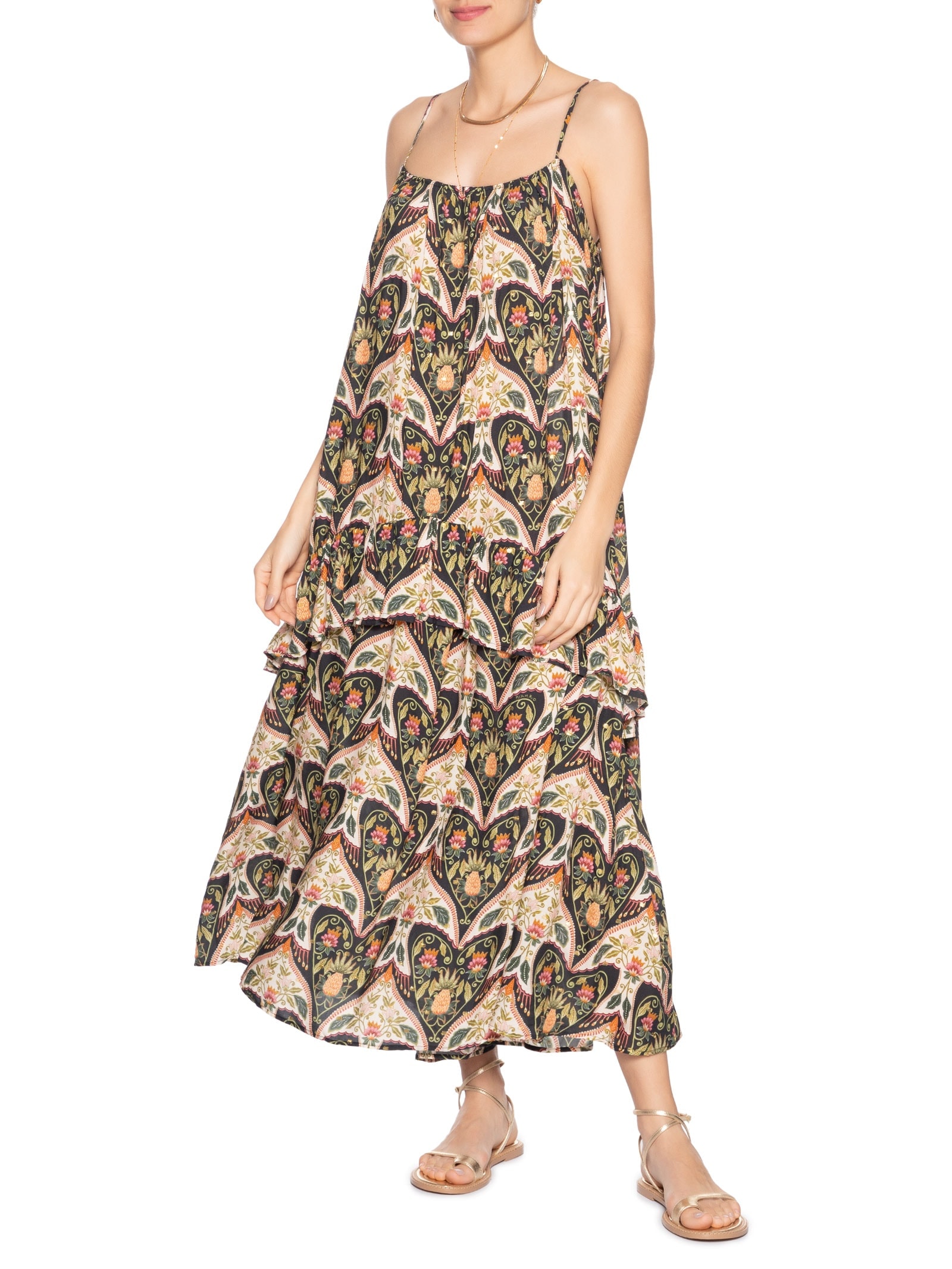 Vestido Midi Alça Andorinha Verde Farm