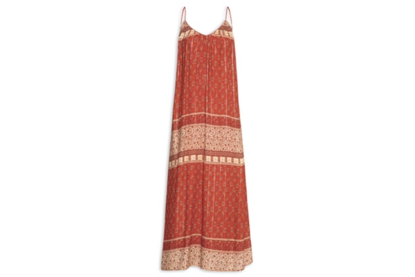 Vestido Midi Alça Estampa Chilli - Vermelho