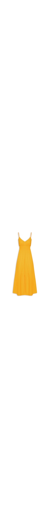 Vestido Midi Alça Fina Pala Lastex - Amarelo