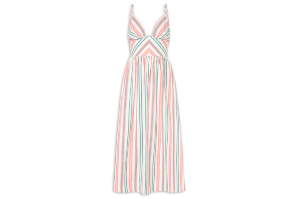 Vestido Midi Alça Listra Tropique - Rosa